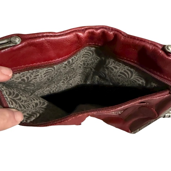 Hobo International Lauren Double Frame Folding Wallet Clutch Red Leather - Picture 10 of 14